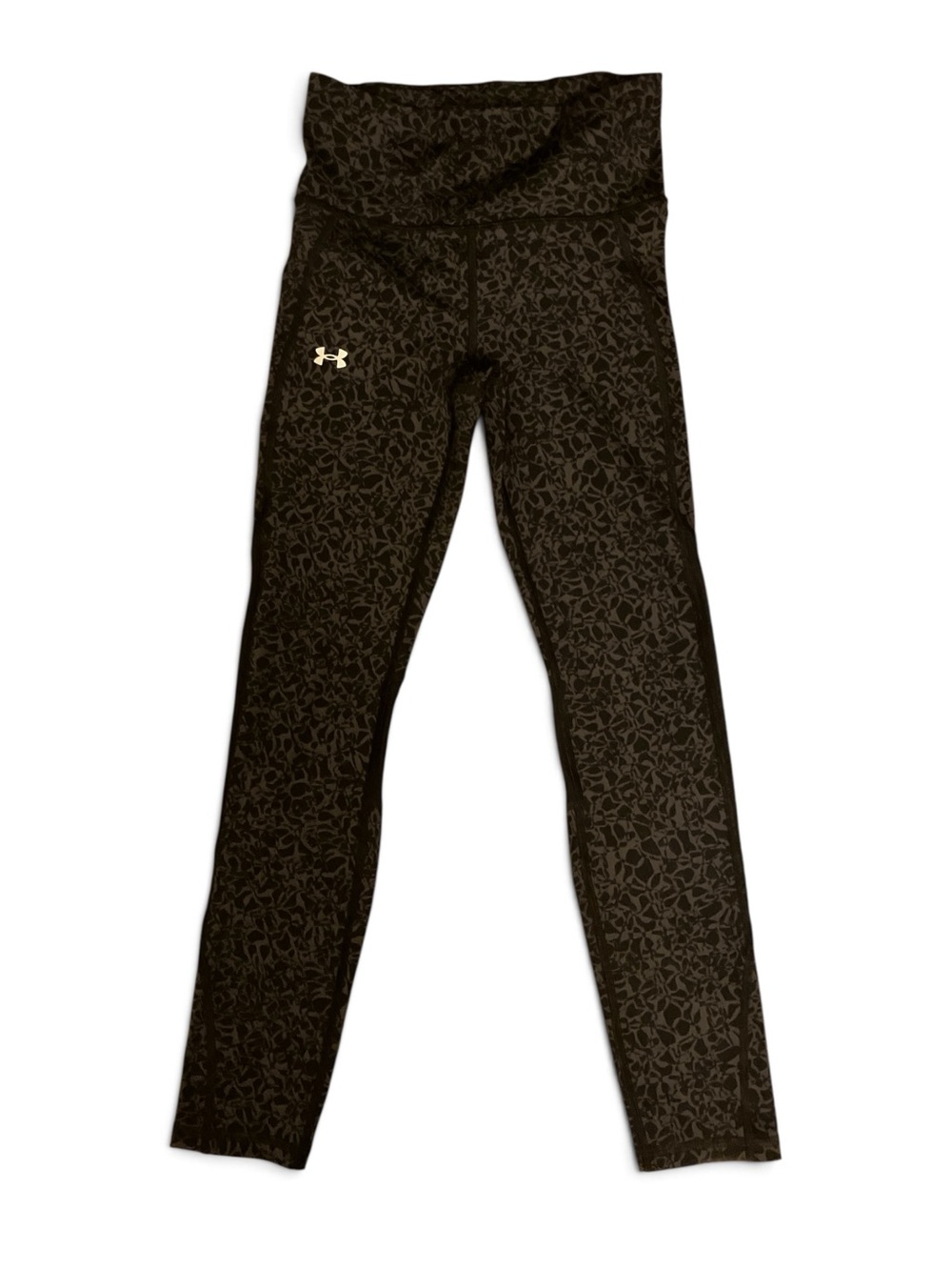 Under Armour Black Patterned High-Waist Leggings with Gold Logo